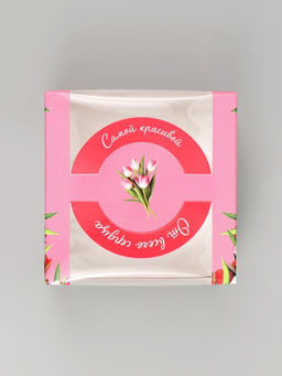 Цена за 5 шт. Коробка под бенто - торт с окном С 8 марта!, 14?14?8 см