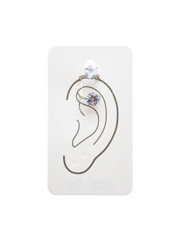 Цена за 2 шт. Серьги Каффы набор 2 шт., стразик, белые в серебре - Qf фото 5