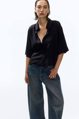 Camisa oversize en mezcla de lino - H&m фото 7