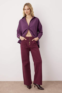 Murdum Pamuklu Oversize Genis Kal?p Dokuma Gomlek TWOSS22GO0669