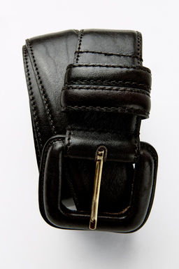 LEATHER BELT WITH SQUARE BUCKLE - Zara фото 5