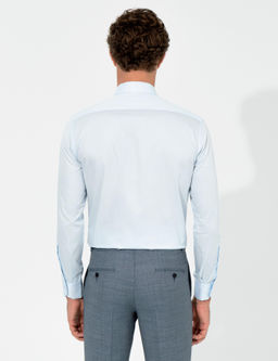 Голубая базовая рубашка зауженного кроя с длинным рукавом - Cacharel фото 5