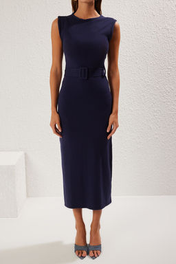 Trendyolmilla Lacivert Midi Kemerli Elbise TWOSS25EL00310  фото 3