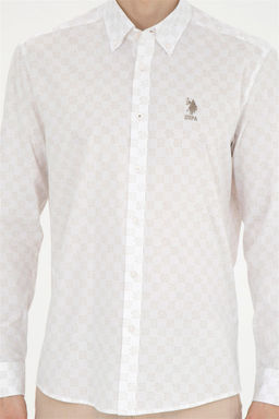 Мужская рубашка светло-хаки с длинным рукавом - U.s. polo assn фото 6