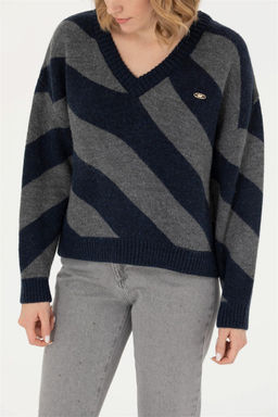 U. S. Polo Assn Женский темно-синий свитер с v-образным вырезом - U.s. polo assn фото 6