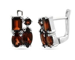 Серьги из серебра гранат, Модерн