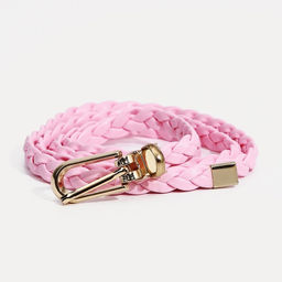 Ремень женский, ширина 1 см, пряжка металл, цвет розовый