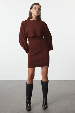 TRENDYOLMILLA Bej Mini Triko Bolero-Elbise Tak?m TWOAW25EL00056  фото 17