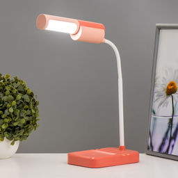 Настольная лампа «Лансер» LED 3.5 Вт USB АКБ красно-розовый 11×15×45 см RISALUX