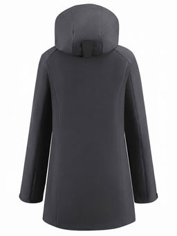 Парка женская софтшелл виндстоппер удлинённая с капюшоном черного цвета 9614_1Ch