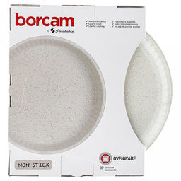 "Боркам (Borcam)" Форма стеклянная жаропрочная 1,72л, д26см, h5см, волнистый бортик, антипригарное покрытие, кремовый, цветная коробка, Pasabahce (Турция)