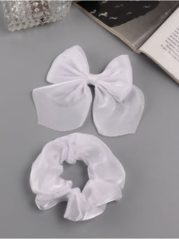 Цена за 6 шт. Набор для волос «Школьница», резинка 10 см, зажим 9 см, классик объём, белый