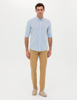 Брюки из льняной ткани приталенного кроя цвета Camel