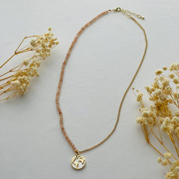 Колье на цепочке с Солнечным камнем и подвеской 46 см +