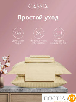 Пододеяльник на молнии CASSIA ЛЮКС Страйп Сатин хл/сатин беж  фото 6