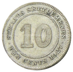 10 центов 1927 года Стрейтс Сетлментс