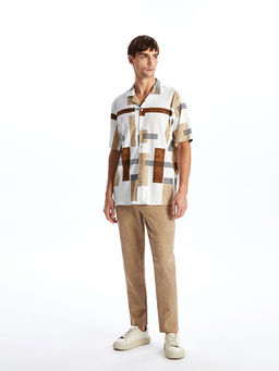 Regular Fit K?sa Kollu Desenli Erkek G?mlek