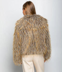 Шуба #КТ4011 (1), бежево-серый - Dommod фото 3