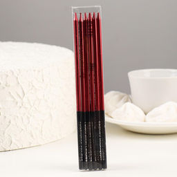 Свечи в торт Праздник, 6 шт, 14,5 см, красный с чёрным - Страна карнавалия фото 2