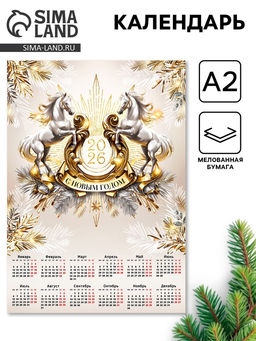 Цена за 20 шт. Календарь настенный «С новым годом 2026», А2