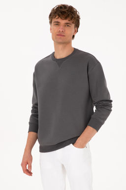 Erkek Gri Basic Sweatshirt