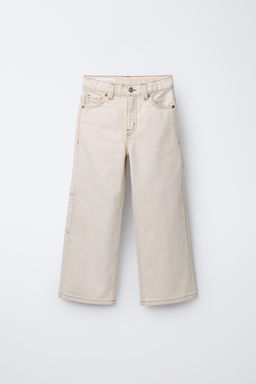 ECRU CARPENTER TROUSERS WITH TOPSTITCHING