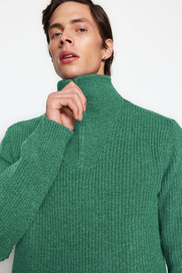 TRENDYOL MAN Ekru Regular Fit Yunlu Fermuarl? Bal?kc? Yaka Triko Kazak TMNAW22KZ0347 - Trendyolmilla фото 3