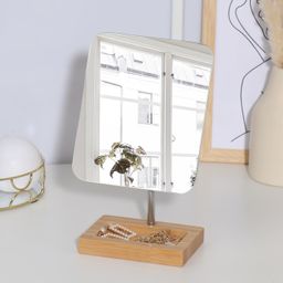 Зеркало с подставкой для хранения BAMBOO, на гибкой ножке, зеркальная поверхность 16,5 19,5 см, цвет коричневый/серебристый - Queen fair фото 4