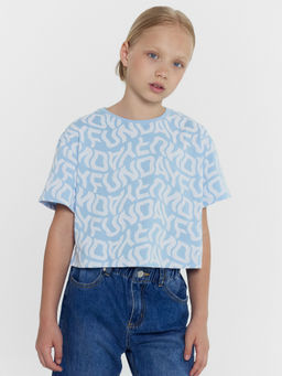 Футболка для девочек в голубом цвете с принтом - Mark formelle фото 2
