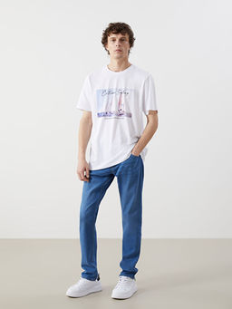 Bisiklet Yaka Bask?l? Erkek Ti??rt