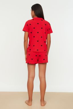 Trendyolmilla Ekru-Cok Renkli %100 Pamuklu Kalpli Sortlu Orme Pijama Tak?m? THMSS21PT0756 фото 18