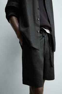 BERMUDA RELAXED FIT 100% LINO / Negro - Zara фото 5