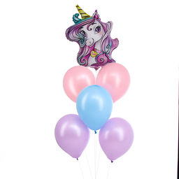 Воздушные шары, букет «Единорог», набор 6 шт.