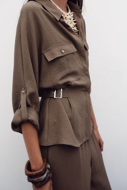 SAFARI SHIRT WITH SIDE BUCKLES - Zara фото 14