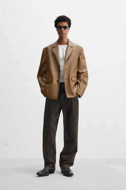 LIMITED EDITION LEATHER EFFECT BLAZER - Zara фото 3