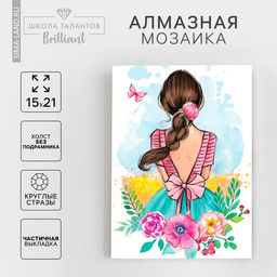 Алмазная мозаика с частичным заполнением на холсте «Девушка», 15×21 см