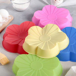 Форма для выпечки Доляна Цветок, силикон, 20?20?4 см, красная  фото 4