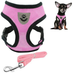 Цена за 2 шт. Шлейка с поводком 118см "Sweet puppy" размер S, цвет розовый