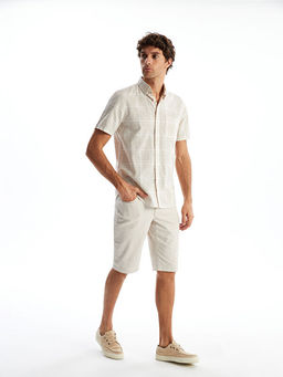 Regular Fit K?sa Kollu Ekose Poplin Erkek G?mlek