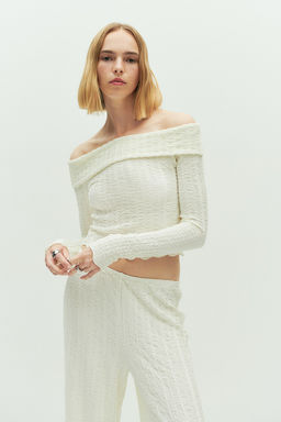 Top off-the-shoulder con textura - H&m фото 2