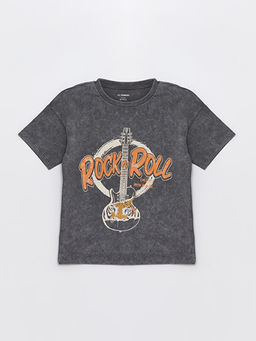 Bisiklet Yaka K?sa Kollu Bask?l? Erkek Bebek Ti??rt