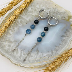 Серьги из Кианита и Турмалина с цепочкой - Радуга самоцветов фото 2