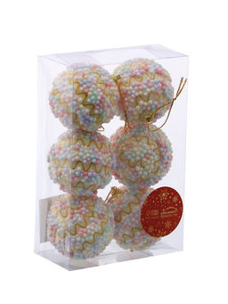 Ёлочные игрушки Альфи, шары новогодние, d=6 см, 6 шт., жёлтый - Зимнее волшебство фото 3