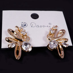 Серьги Вьюн с золотым покрытием и стеклом Сваровки