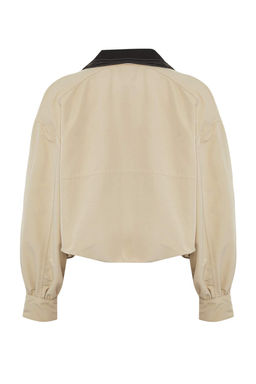 Bej Yakas? Kontrast Renk Detayl? Ince Ceket Mont TWOAW26MO00118 - Trendyolmilla фото 8