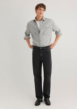Gri Denim Gomlek