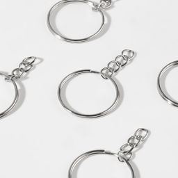 Цена за 2 шт. Основа для брелока, с цепочкой, d=25 мм, 10 шт., цвет серебряный