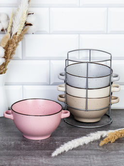 Супница с ручками 4 штуки на подставке / 20055 /уп 6/ - Галеонтрейд фото 2