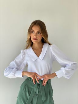 6649 Блуза с отложным воротником белая - Martichelli фото 3
