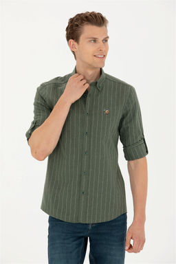 U. S. Polo Assn / Мужская зеленая рубашка с длинным рукавом - U.s. polo assn фото 10
